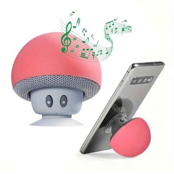 New - Wireless Mini Bluetooth Mushroom Speaker/Mic with Suction Cup -Orange - Picture 6 of 6